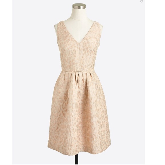 J.Crew Factory Women's Ginger Peach Metallic V-neck Jacquard Dress Size 10 - Picture 1 of 11